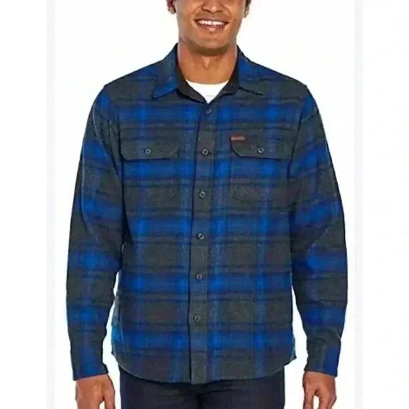Orvis Men's Gray/Blue Cotton Plaid Jacket - Picture 1 of 12